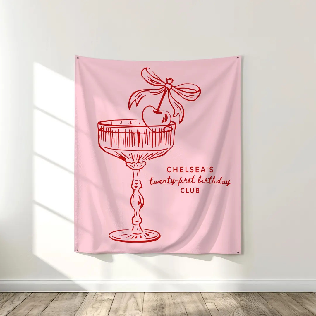 Personalized Birthday Tapestry, Custom Banner Backdrop Sign for 21st Bday Party, Coquette Aesthet... | Etsy (US)