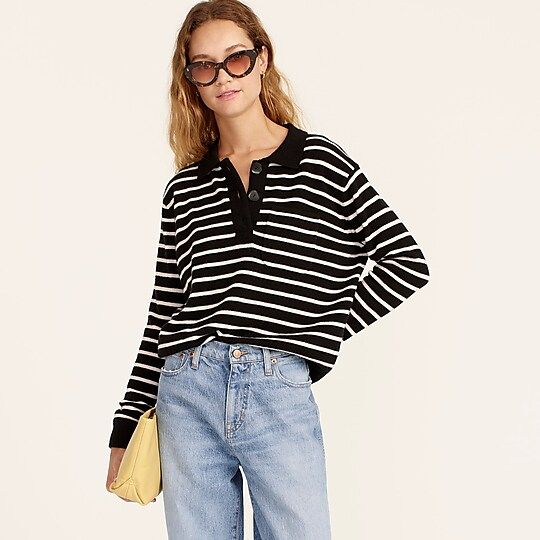 Cashmere collared sweater in stripe | J.Crew US