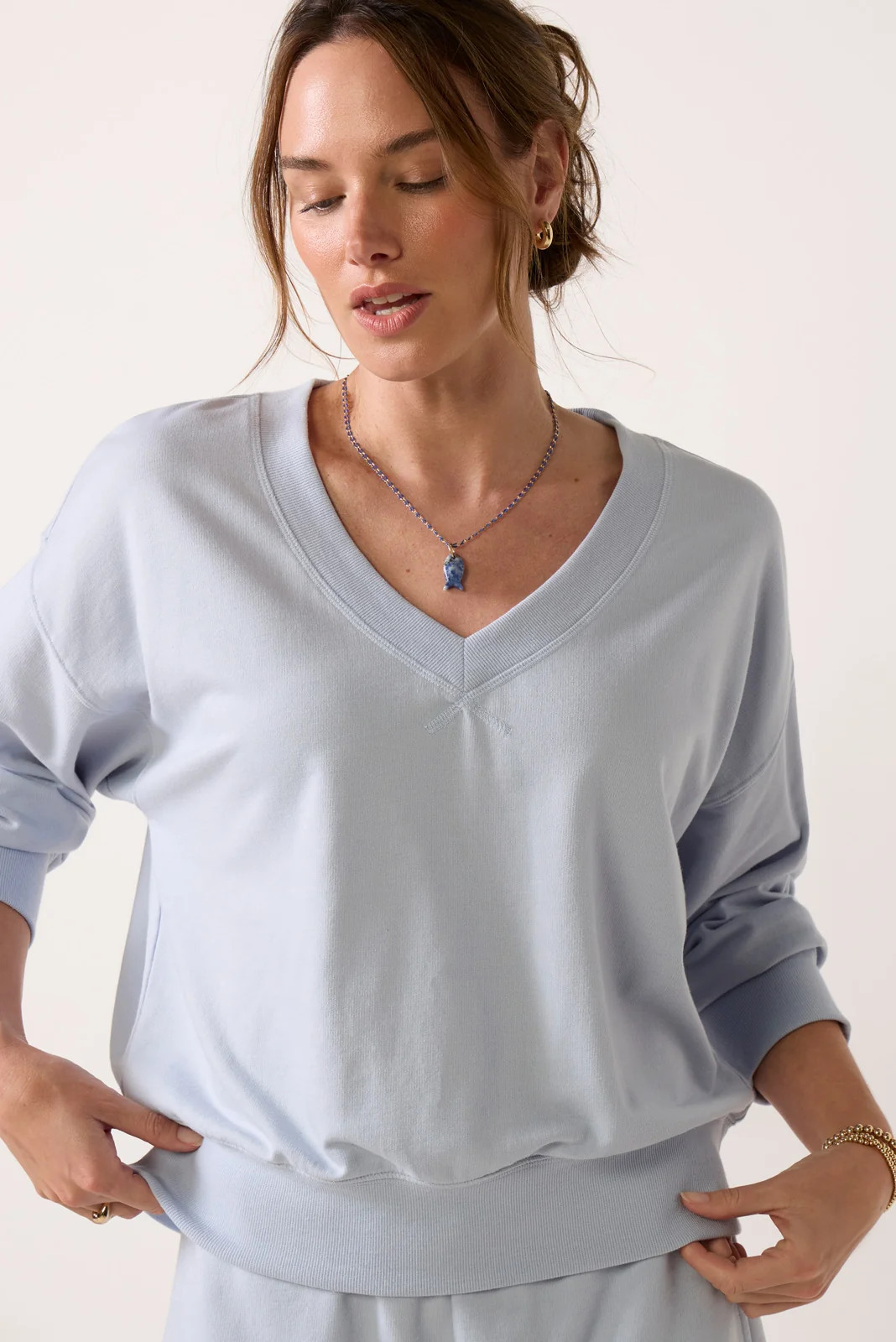 Everyday V Neck Sweatshirt | Evereve