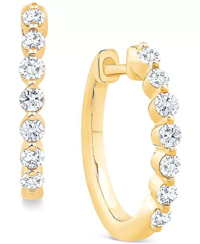 Macy's Diamond Small Hoop Earrings (1/3 ct. t.w.) in 14k Gold - Macy's | Macy's