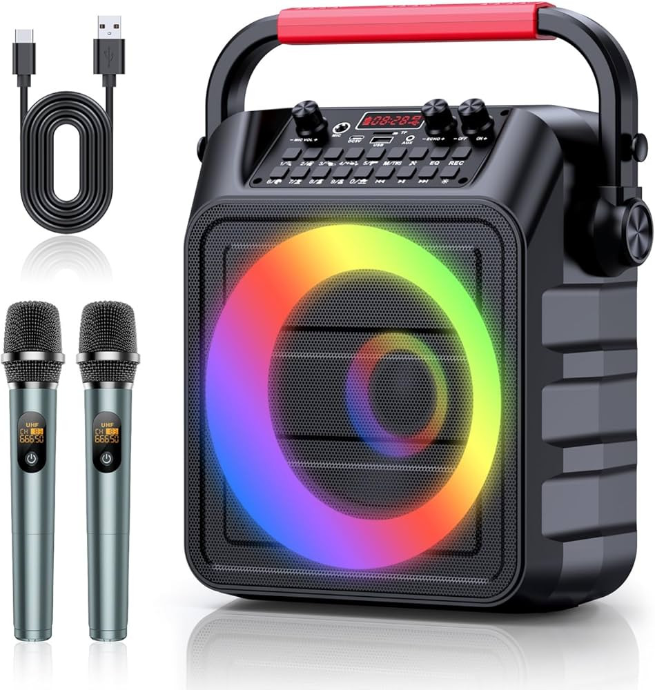 Karaoke Mchine,Karaoke Machine for Adults & Kids,Karaoke Speaker with 2 Wireless Microphones,Port... | Amazon (US)