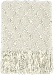 BOURINA Throw Blanket Knitted Throw Textured Solid Soft Sofa Couch Cover Decorative Knitted Blank... | Amazon (US)