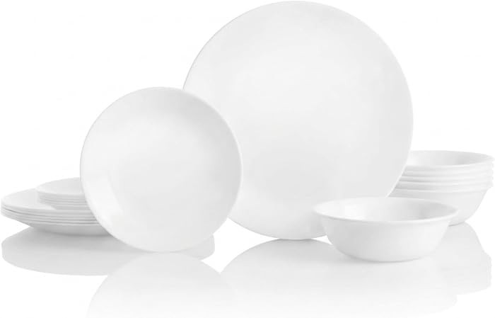 Corelle Vitrelle 18-Piece Service for 6 Dinnerware Set Triple Layer Glass and Chip Resistant, Lig... | Amazon (US)