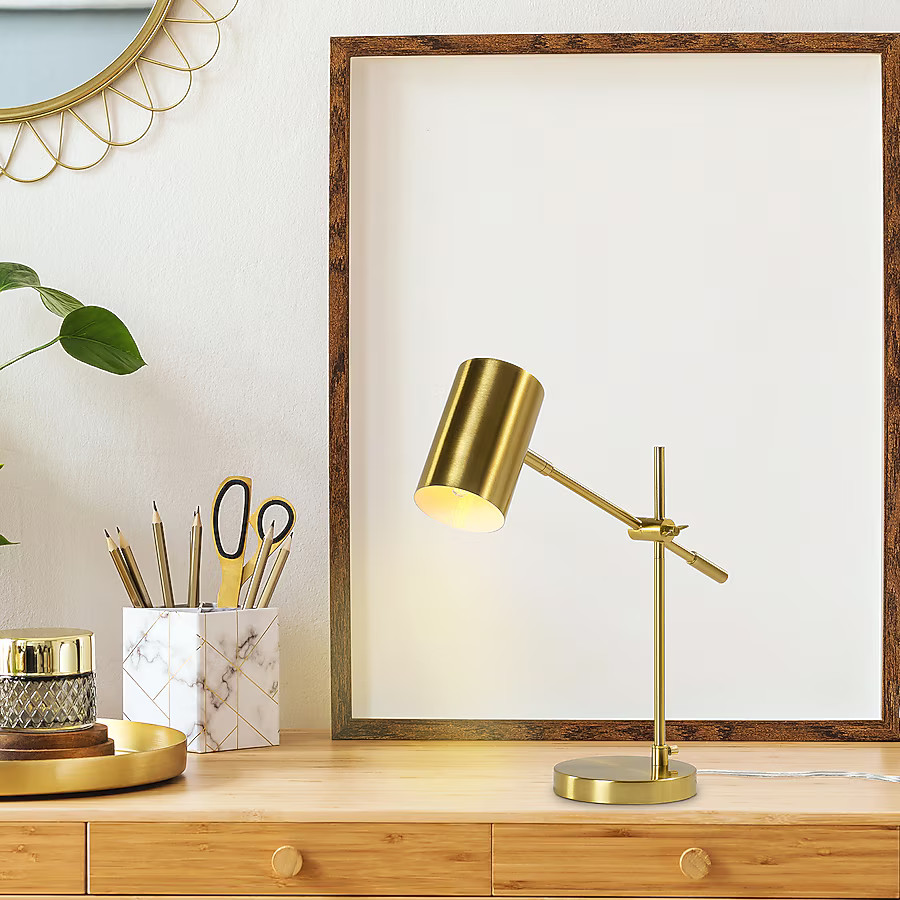 Origin 21 Desk Lamp 17.75-in Adjustable Matte Brass Swing-arm Desk Lamp with Metal Shade | Lowe's