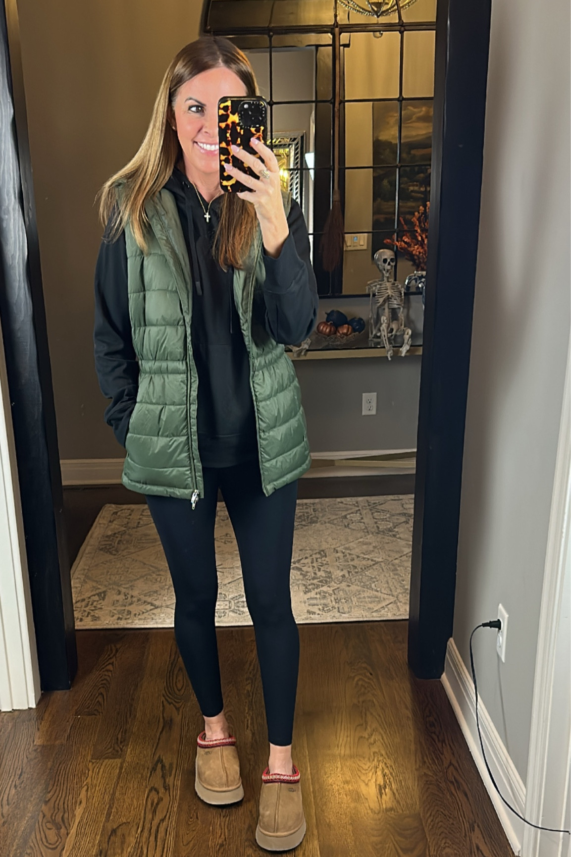 Green puffer vest! 
Fall outfit 
Travel outfit 
Puffer vest 
Walmart 
Ugg dupe 

#LTKfindsunder50 #LTKstyletip #LTKsalealert