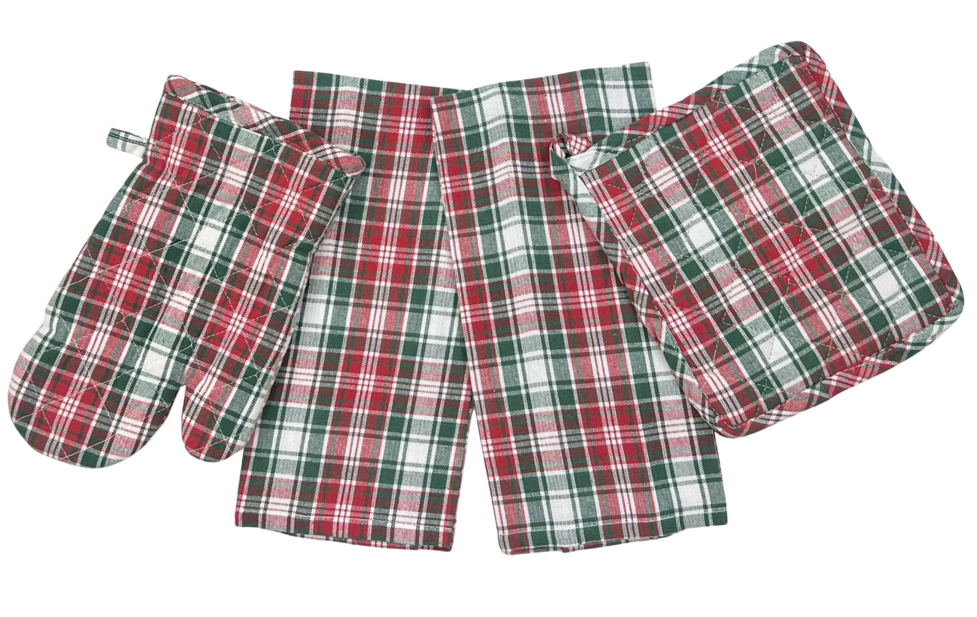 Serafina Home Tartan Plaid Cotton Tea Towels, Red and Green, 4 Count | Walmart (US)