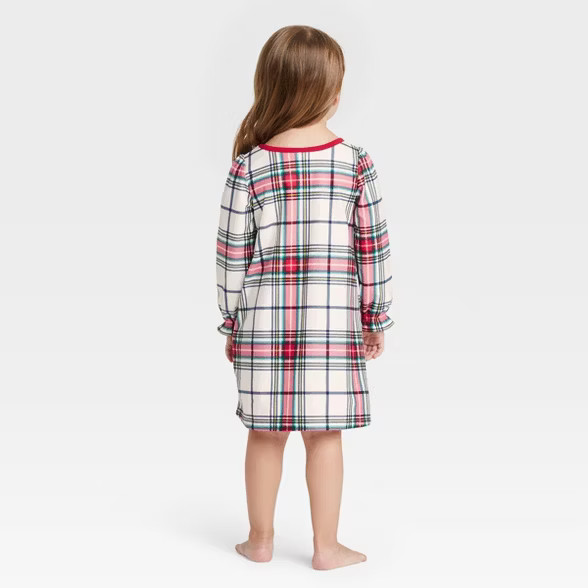 Toddler Holiday Plaid Flannel Matching Family Pajama NightGown - Wondershop™ White | Target