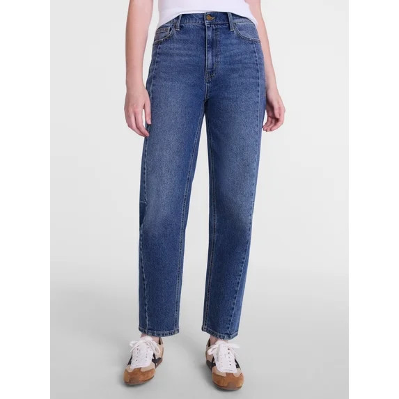 Scenario Women's and Women's Plus High Rise Barrel Jeans, 26", 28" Inseam, Sizes 0-28W | Walmart (US)