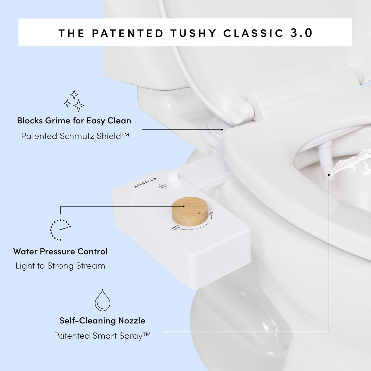 TUSHY Classic 3.0 Bidet Toilet Seat Attachment - Non-Electric Self Cleaning Water Sprayer with Ad... | Amazon (US)