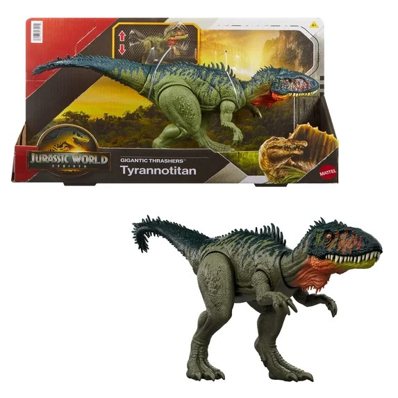 Jurassic World Rebirth Gigantic Thrashers Tyrannotitian Dinosaur Figure Toy, Tail Activated Attac... | Walmart (US)