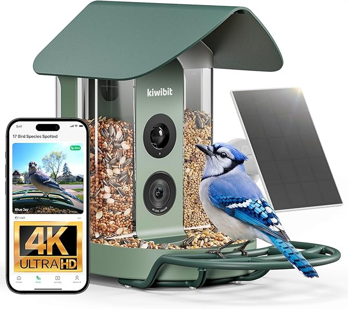 Kiwibit Smart Bird Feeder with Camera, Solar Powered for Outdoors, Bird Species AI Identification... | Amazon (US)