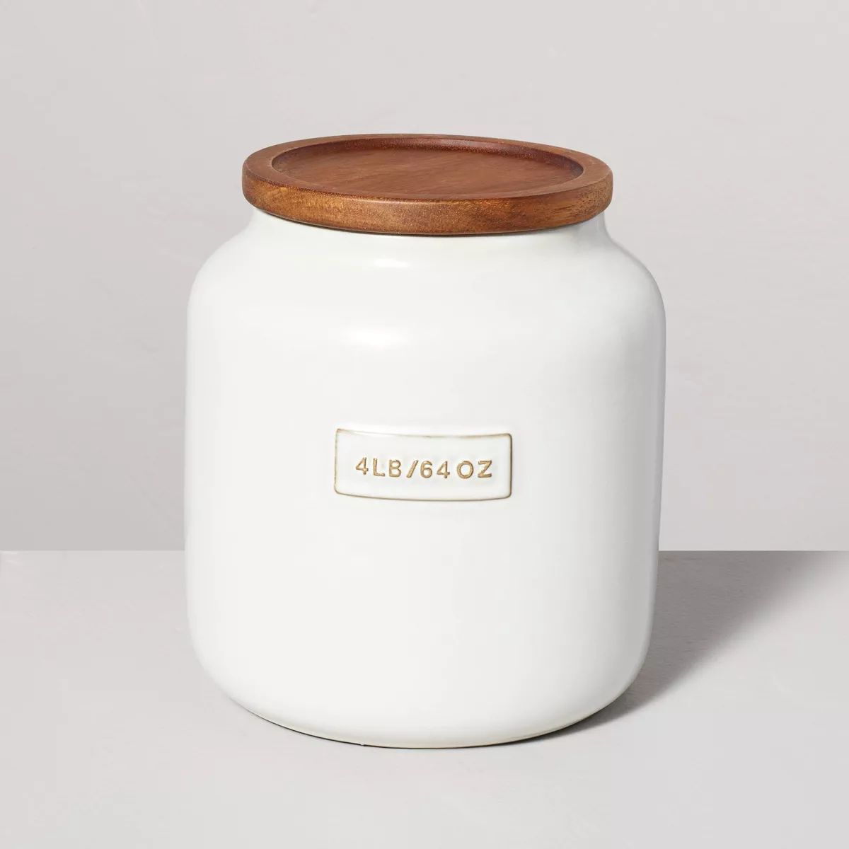 64oz Dry Goods Stoneware Canister with Wood Lid Cream/Brown - Hearth & Hand™ with Magnolia | Target