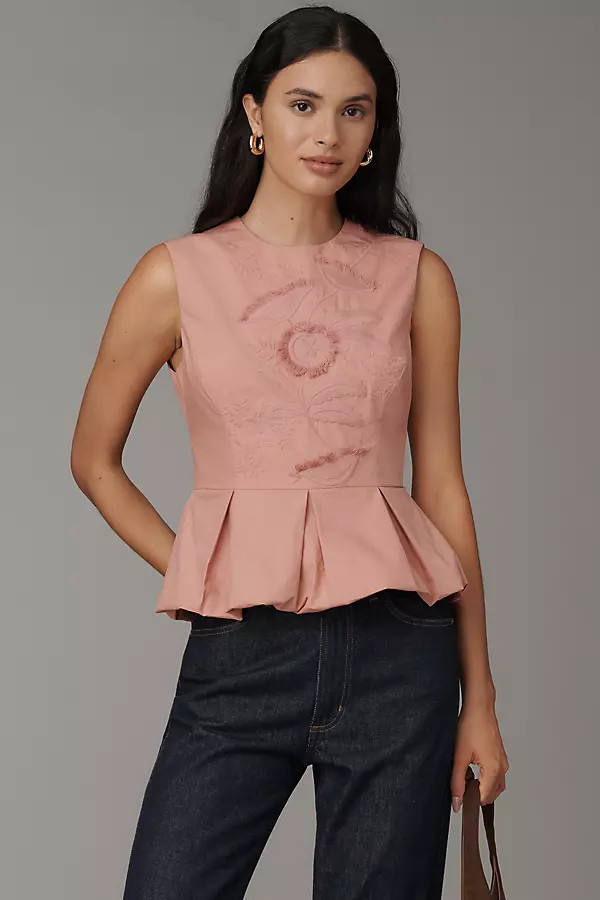 Hope for Flowers by Tracy Reese Embroidered Peplum Top | Anthropologie (US)