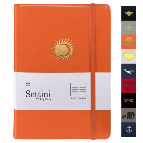 SETTINI Lined Journal, Ideal for Journaling - A5 Vegan Leather Notebook, 192 Archival-Quality Pages, QuillEase Bleed-Free Paper, Inner Pocket & Bookmark - Orange Journal for Women & Men, Orange Sun | Amazon (US)