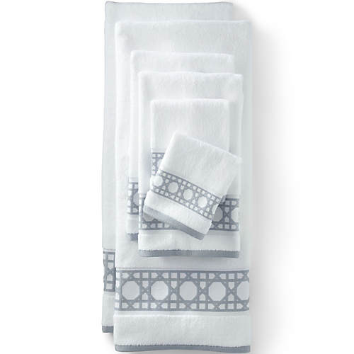 Premium Supima Cotton Cane Weave Jacquard Border 6-Piece Bath Towel Set | Lands' End (US)