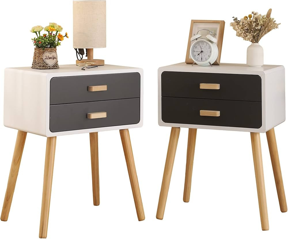 Nightstands 2-Piece Set, Eco-Friendly Log Side Table with 2 Tiers Storage Space, Original Integra... | Amazon (US)