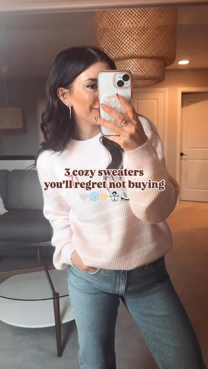Three must have cozy sweaters for this winter! All so cute and affordable too! Wearing a size medium for reference! 

#LTKSeasonal #LTKWatchNow #LTKFindsUnder50