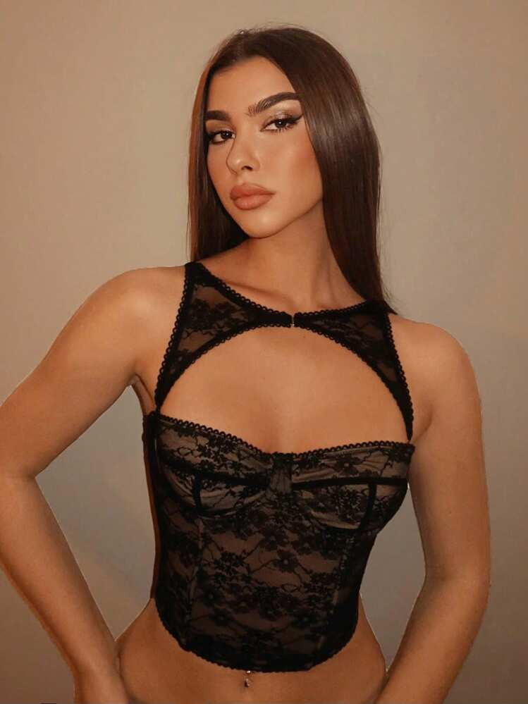 SHEIN BAE Music Festival Holiday Black Removable Corset Top, Concert Outfits | SHEIN