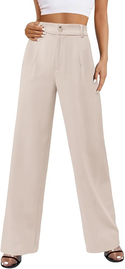 onlypuff Womens Wide Leg Pants High Waisted Slacks Straight Long Work Business Trousers with Pock... | Amazon (US)