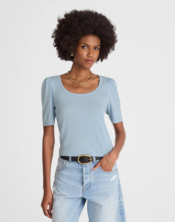 Puff-Sleeve Scoopneck Tee | Madewell