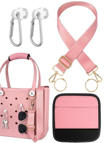 Toykee Bag Strap Charms Crossbody for Bogg Bag Accessories - Shoulder Strap Neoprene Luggage Handle Wrap for Suitcase & 2 Key Holders Pink | Amazon (US)