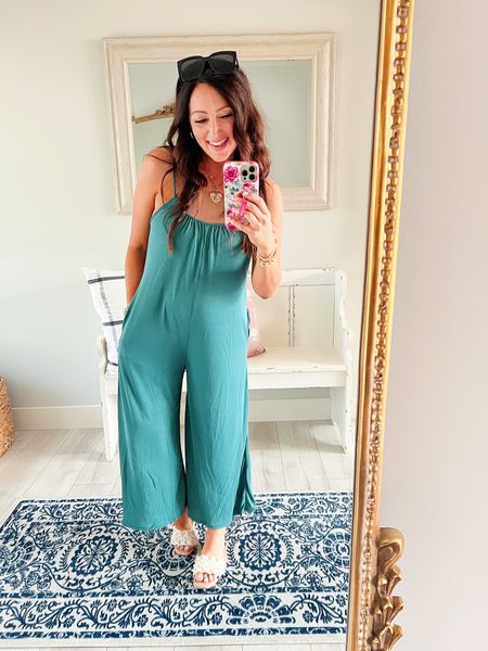 The comfiest jumpsuit that is not maternity but works perfectly for pregnancy because it’s so stretchy! Wearing my true size small 

#LTKstyletip #LTKunder50 #LTKbump