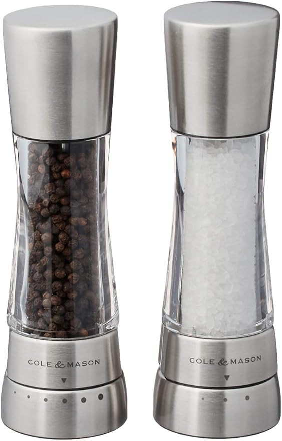 COLE & MASON Derwent Salt and Pepper Grinder Set - Stainless Steel Mills Include Gift Box, Gourme... | Amazon (US)