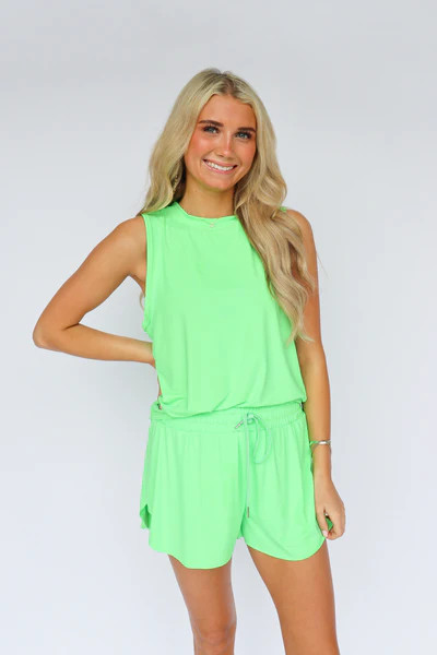 Neon Green High Low Tank | Belle Cher