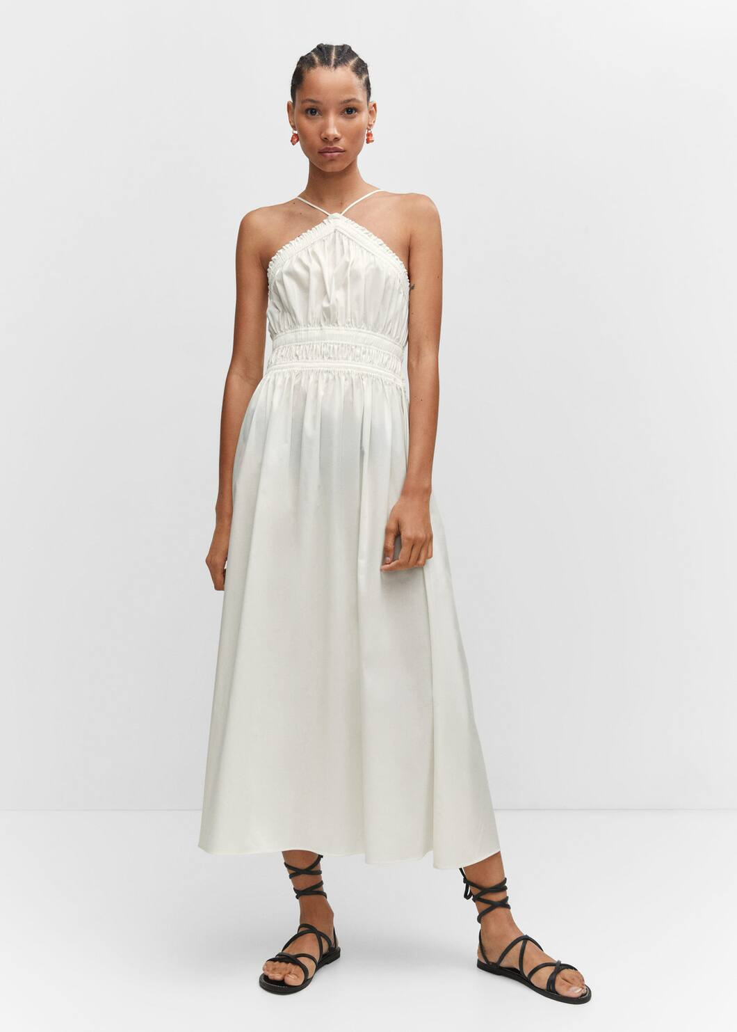 Halter-neck dress with ruffle details -  Women | Mango USA | MANGO (US)
