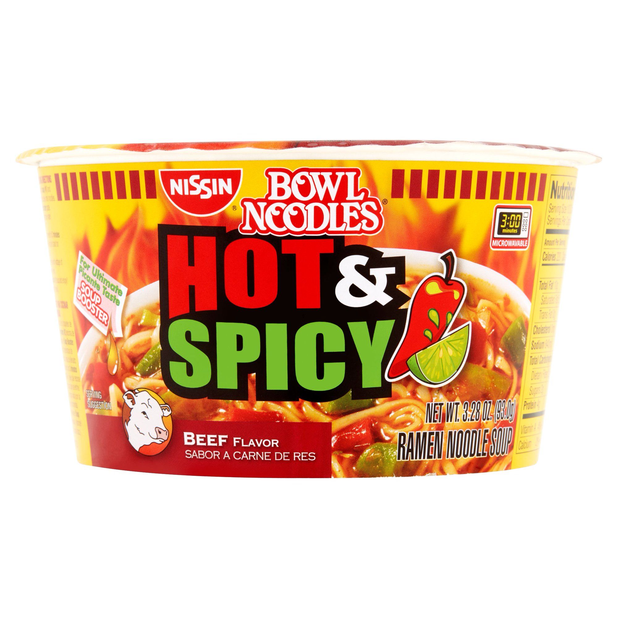 Nissin(12 pack) Nissin Bowl Noodles Hot & Spicy Beef Flavor Ramen Noodle Soup, 3.28 ozNissinAvera... | Walmart (US)