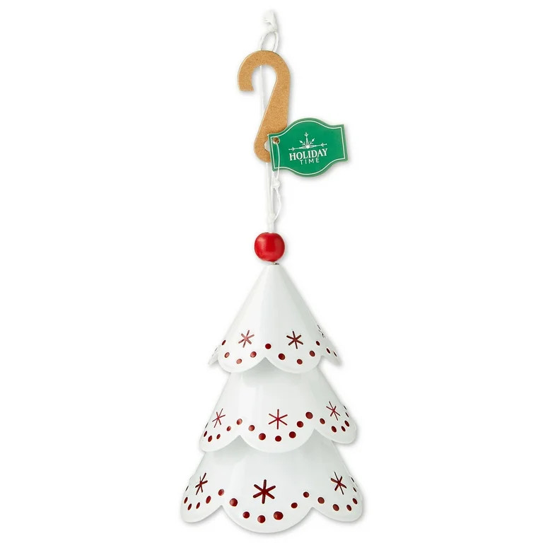 Red and White Metal Christmas Tree Dangling Ornament, by Holiday Time | Walmart (US)