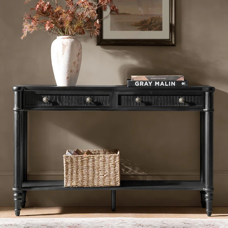 Hoai Derk 47" Transitional Fluted Console Table with 2 Storage Drawer and Simple Assembly | Wayfair North America