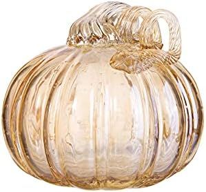 Amazon.com: Gorgeous Home Glass Pumpkin Decorations for Halloween Fall Harvest Thanksgiving Handm... | Amazon (US)