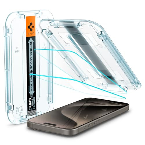 Spigen Tempered Glass Screen Protector [GlasTR EZ FIT] designed for iPhone 15 Pro Max [Case Friendly] - 2 Pack | Amazon (US)