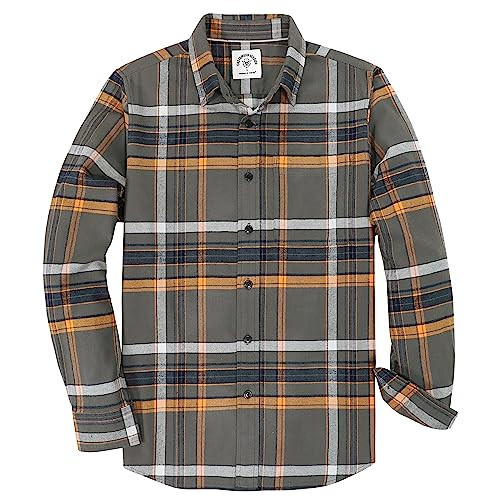 Dubinik® Flannel Shirt for Men Casual Button Down Work Soft All Cotton Lightweight Flannel Mens Plaid Shirts Long Sleeve | Amazon (US)