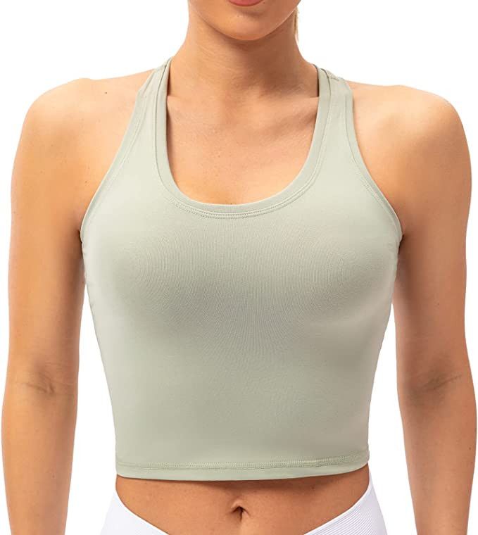 Lavento Women's Crop Top Workout Active Running Yoga Tank Tops | Amazon (US)