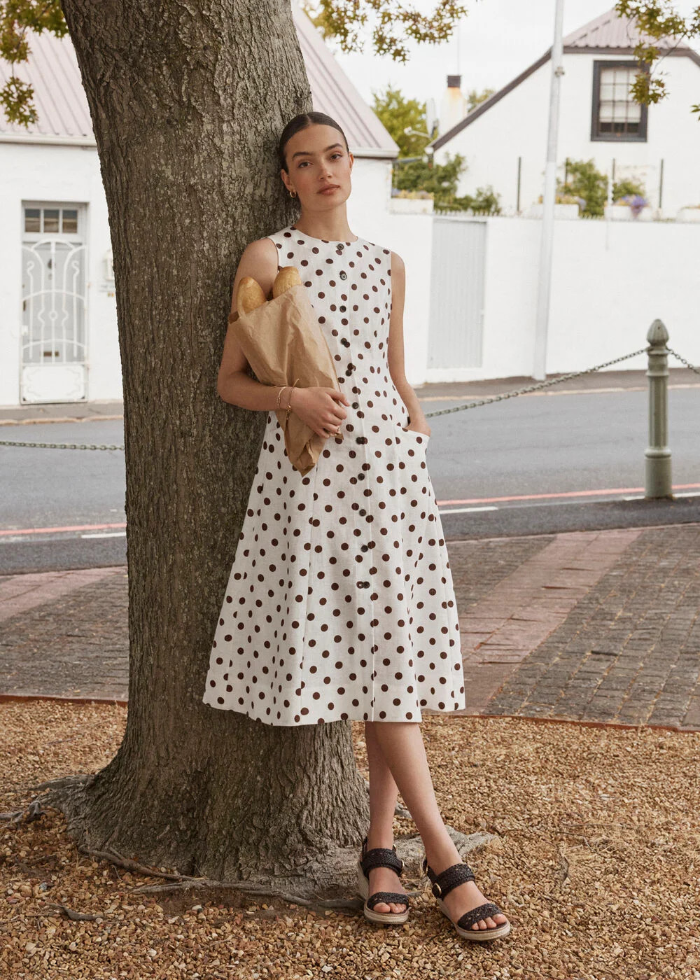 Carmen Linen Polka Dot Dress | Hobbs UK | | Hobbs