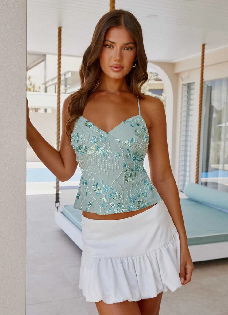 Kamilla Sequin Cami Top - Mint | Peppermayo (Global)