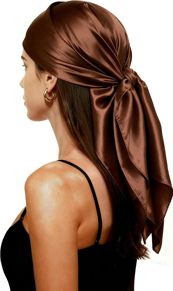 35 ''Headscarf for Women，Square Silk-Like Headscarf,Breathable Fashion Bandana,Multiple Colors | Amazon (US)