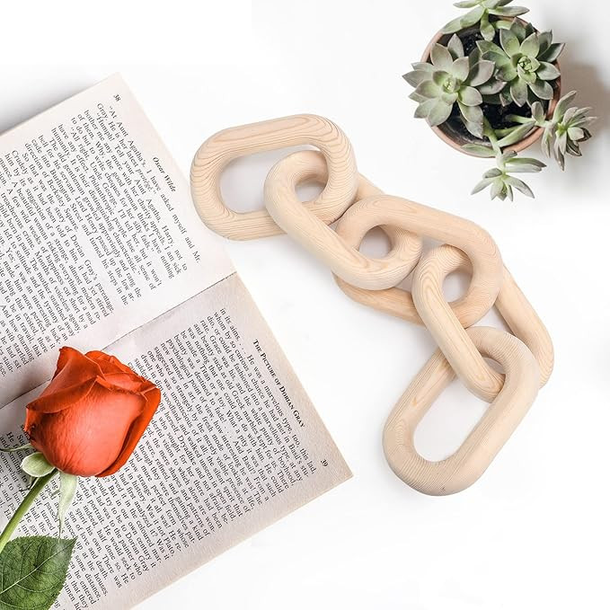 Wood Chain Link Decor Hand Carved Pine Wooden Chain Tassels Decoration for Living Room Bedroom (O... | Amazon (US)