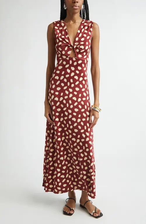 Johanna Ortiz Horizonte Mistico Reversible Print Jersey Maxi Dress in Cherry /Ecru at Nordstrom, Size 4 | Nordstrom