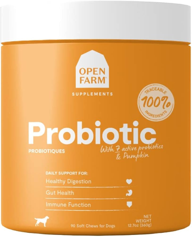 Open Farm Probiotic Chews, Dog Supplement, Dog Vitamins, Supports Normal Flora and Bowel Movement... | Amazon (US)