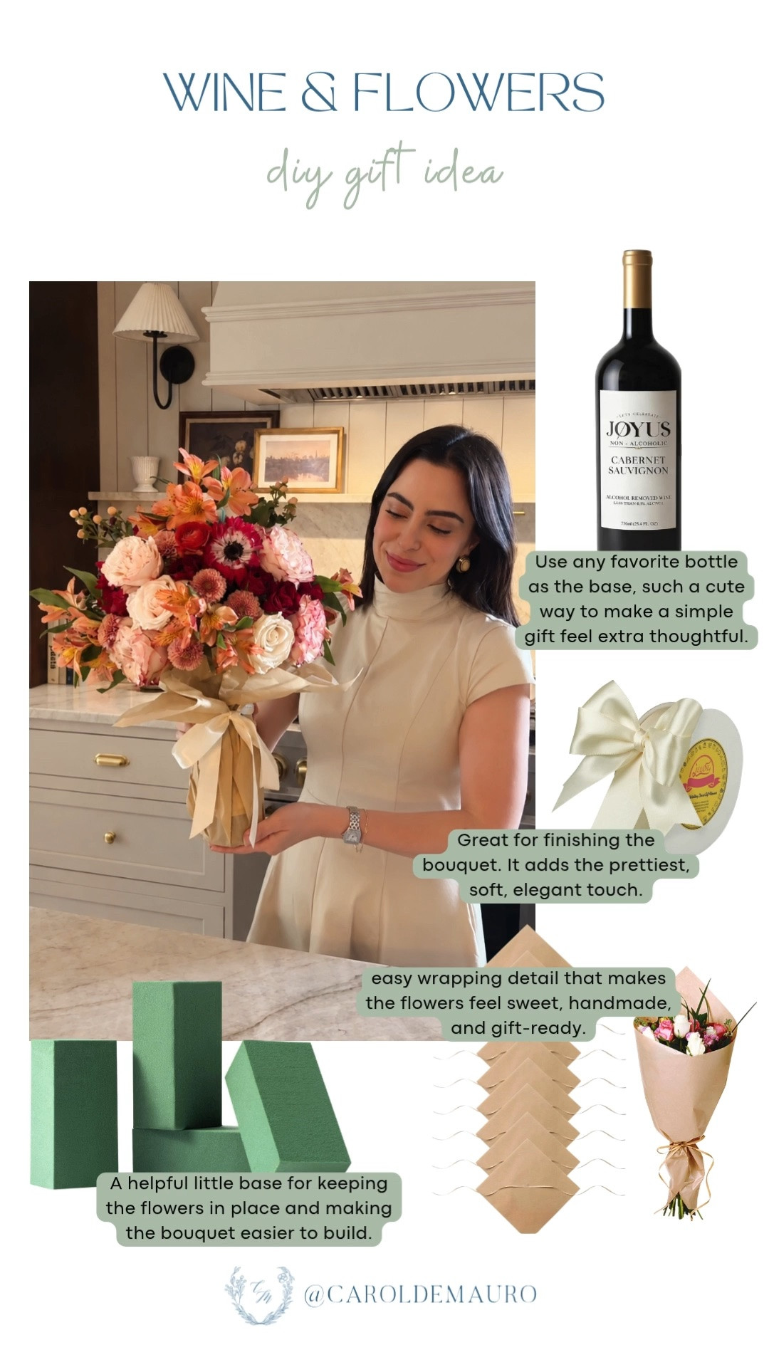 Such a thoughtful and easy gift to put together! A favorite bottle of wine paired with a handwrapped bouquet feels so much more special.

DIY gift idea, wine and flowers gift, homemade bouquet, thoughtful gift idea, flower wrapping, gift giving, DIY flower arrangement, hostess gift

#LTKHome