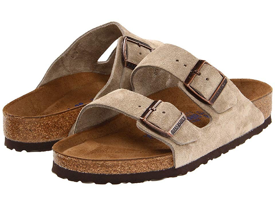 Birkenstock Arizona Soft Footbed - Suede (Unisex) (Taupe Suede) Sandals | Zappos