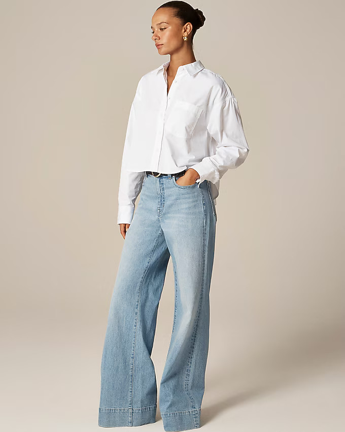 Étienne cropped button-up shirt in cotton poplin | J. Crew US