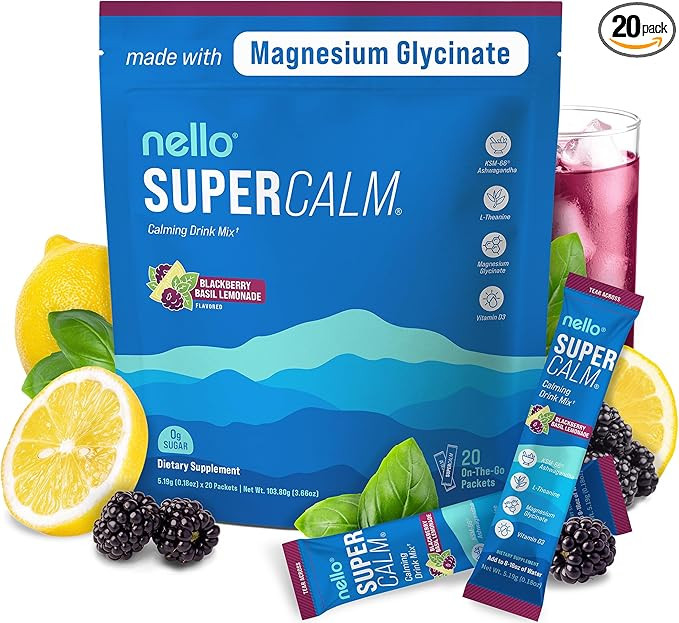 Nello Supercalm Powdered Drink Mix, Cortisol Reducer*, Sleep Aid Supplement, L Theanine, Ksm-66 A... | Amazon (US)