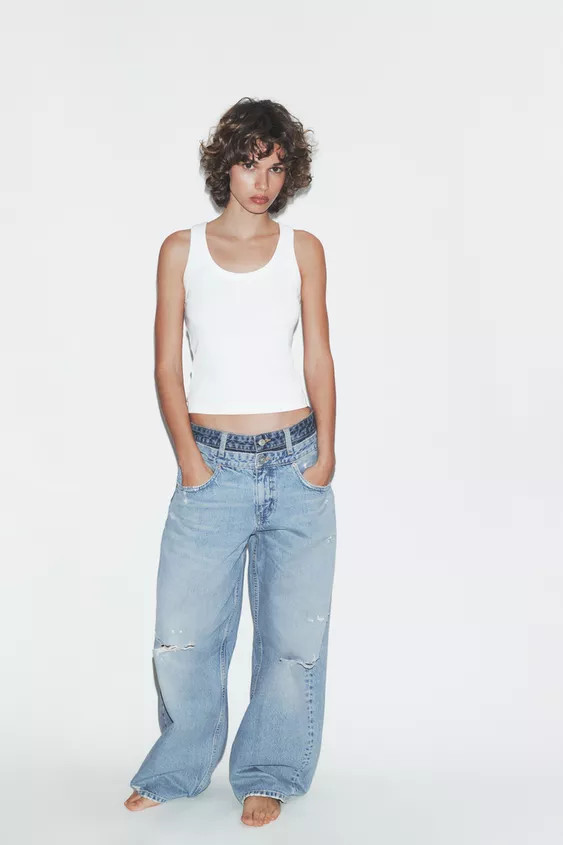 TRF DOUBLE WAIST MID-RISE STRAIGHT JEANS | Zara Canada