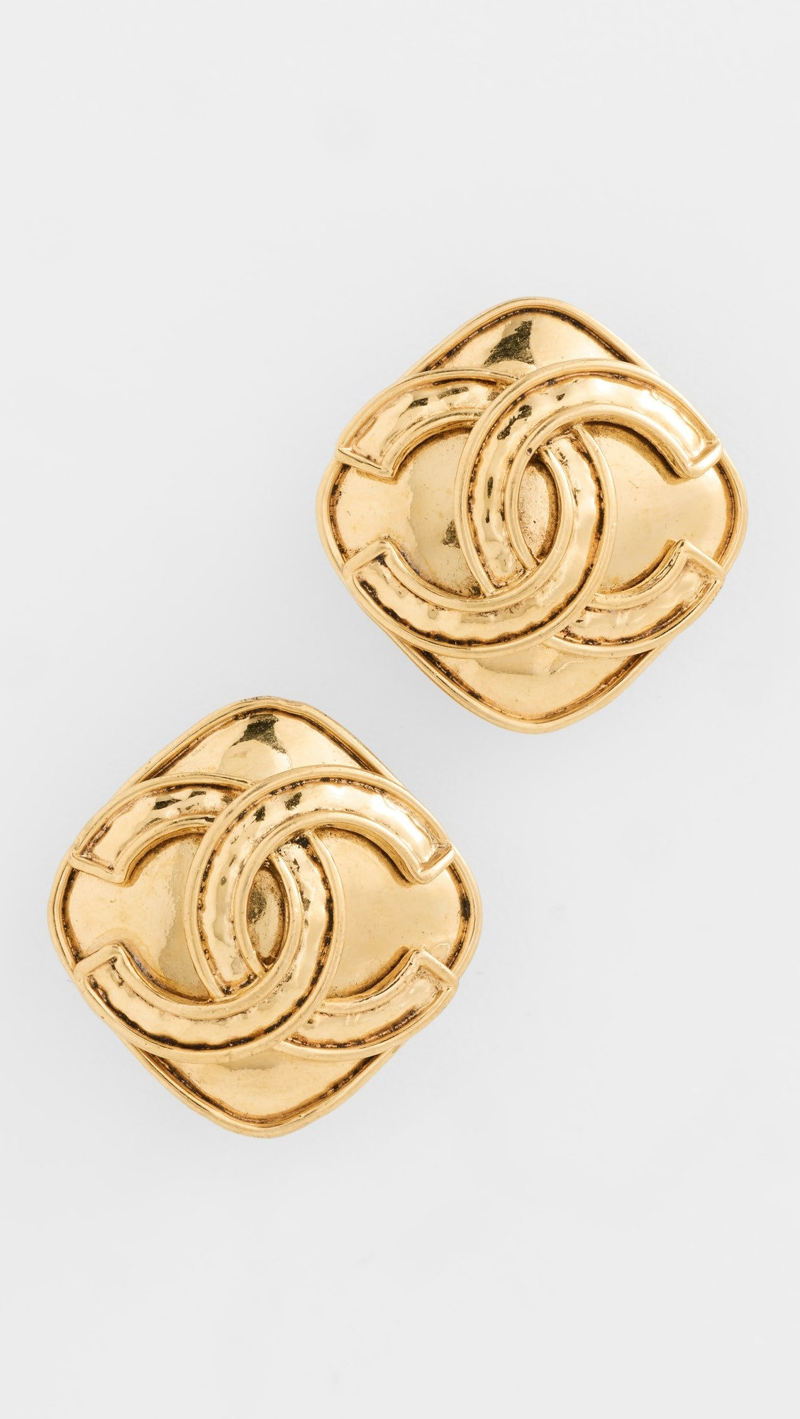 Chanel Gold CC In Diamond Earrings | Shopbop