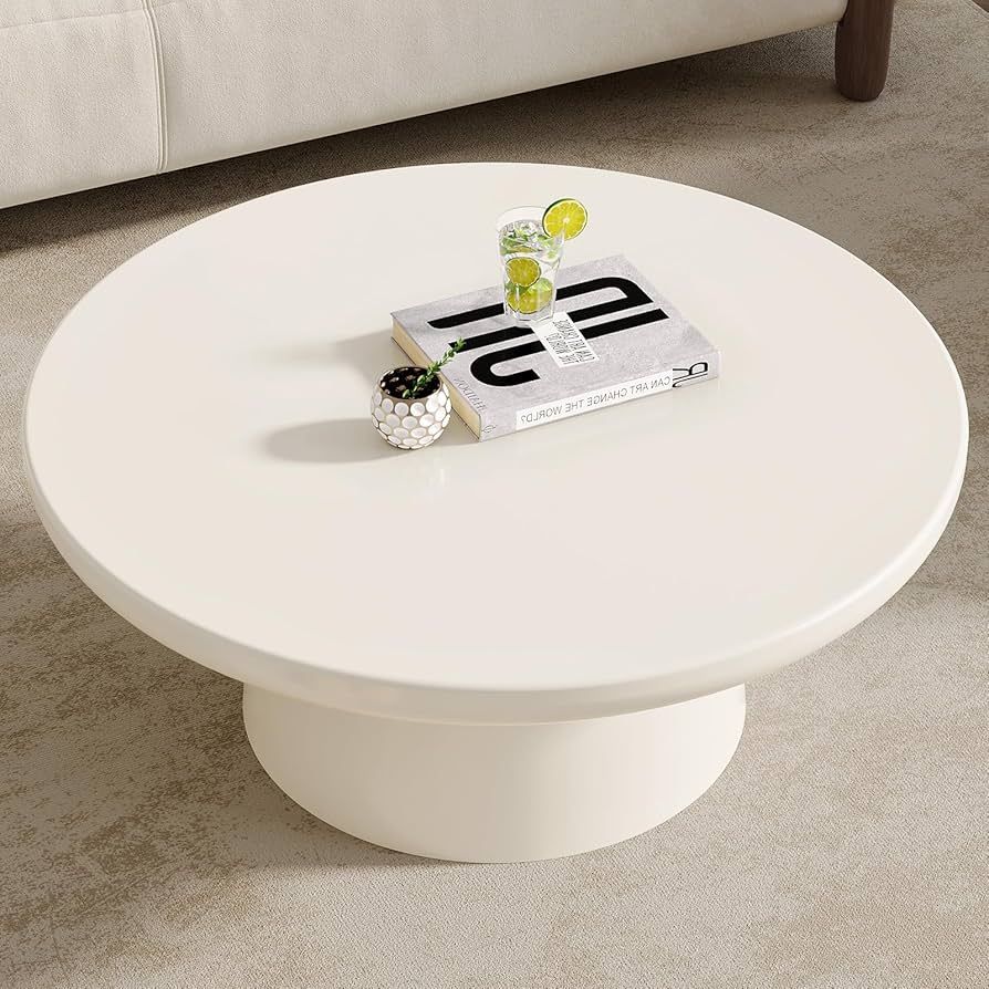 GraceNook White Round Coffee Table, 31" Small Coffee Table for Apartment, Modern Living Room Coff... | Amazon (US)