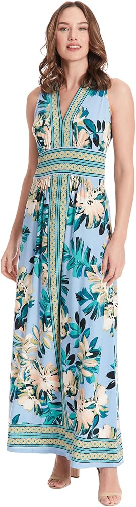 London Times Maxi vestidos casuales sin mangas con cuello en V para mujer | Amazon (US)